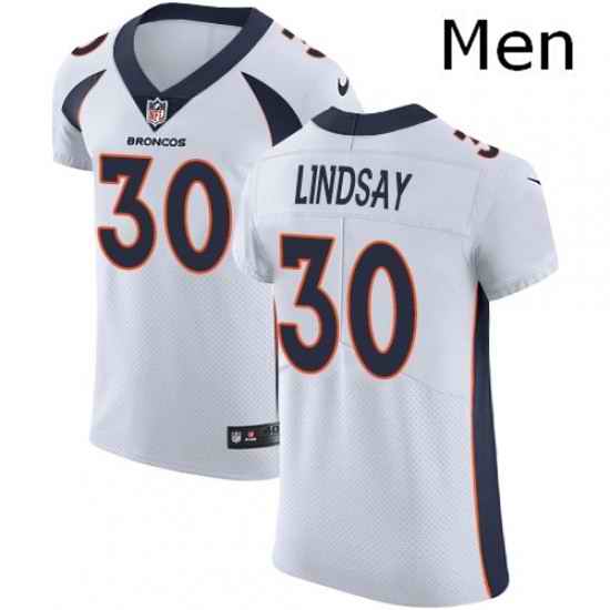 Men Nike Denver Broncos 30 Phillip Lindsay White Vapor Untouchable Elite Player NFL Jersey